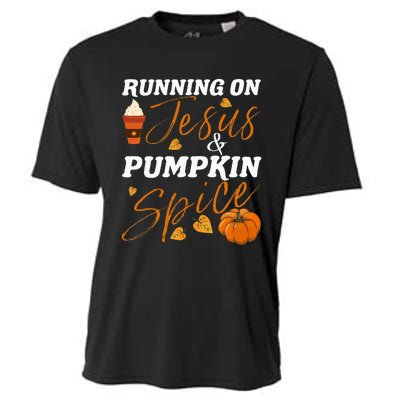 Running On Jesus & Pumpkin Spice Christian Fall Thanksgiving Cooling Performance Crew T-Shirt