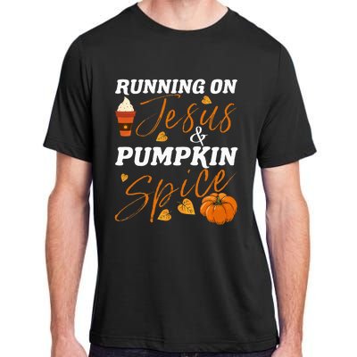 Running On Jesus & Pumpkin Spice Christian Fall Thanksgiving Adult ChromaSoft Performance T-Shirt