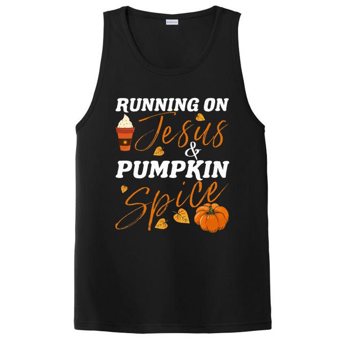 Running On Jesus & Pumpkin Spice Christian Fall Thanksgiving PosiCharge Competitor Tank