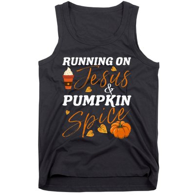 Running On Jesus & Pumpkin Spice Christian Fall Thanksgiving Tank Top