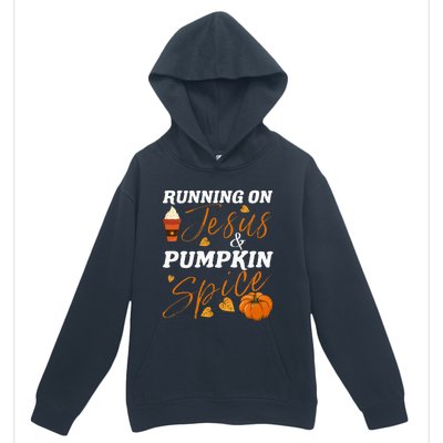 Running On Jesus & Pumpkin Spice Christian Fall Thanksgiving Urban Pullover Hoodie