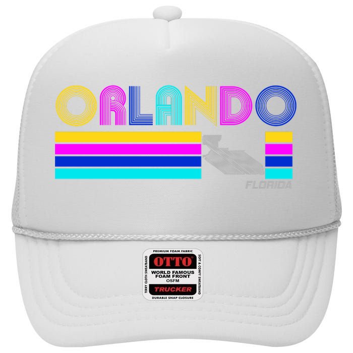 Retro Orlando Logo High Crown Mesh Back Trucker Hat