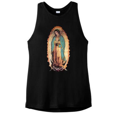 Real Our Lady Of Guadalupe Virgin Mary Catholic Ladies PosiCharge Tri-Blend Wicking Tank