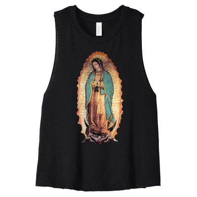 Real Our Lady Of Guadalupe Virgin Mary Catholic Women's Racerback Cropped Tank