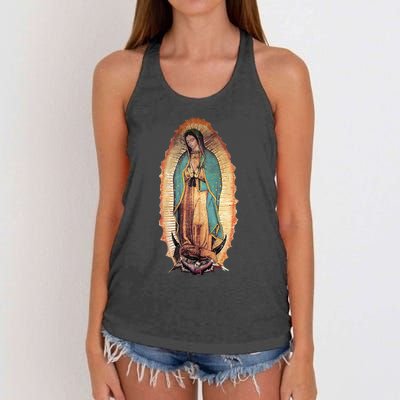 Real Our Lady Of Guadalupe Virgin Mary Catholic Women's Knotted Racerback Tank