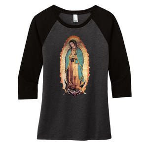 Real Our Lady Of Guadalupe Virgin Mary Catholic Women's Tri-Blend 3/4-Sleeve Raglan Shirt