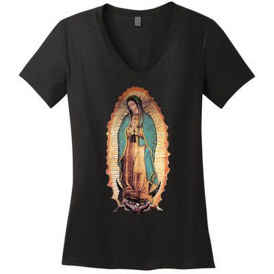 Real Our Lady Of Guadalupe Virgin Mary Catholic Women's V-Neck T-Shirt