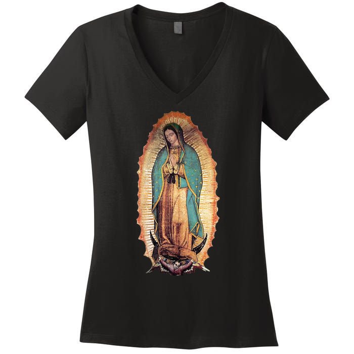 Real Our Lady Of Guadalupe Virgin Mary Catholic Women's V-Neck T-Shirt