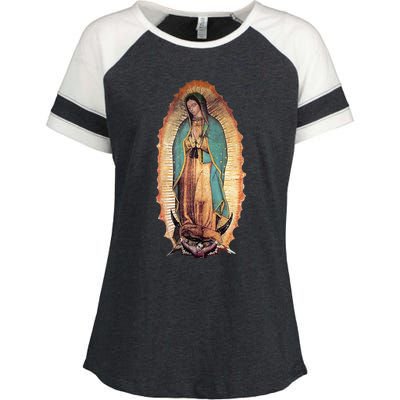 Real Our Lady Of Guadalupe Virgin Mary Catholic Enza Ladies Jersey Colorblock Tee