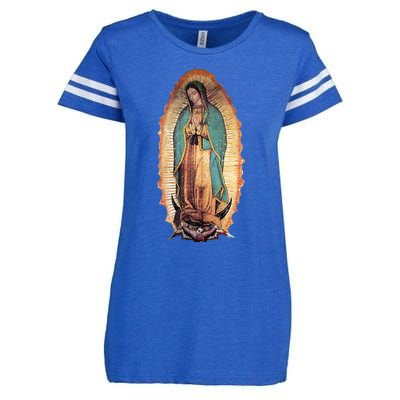 Real Our Lady Of Guadalupe Virgin Mary Catholic Enza Ladies Jersey Football T-Shirt