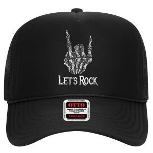 Rock On Lets Rock Concert Band High Crown Mesh Back Trucker Hat