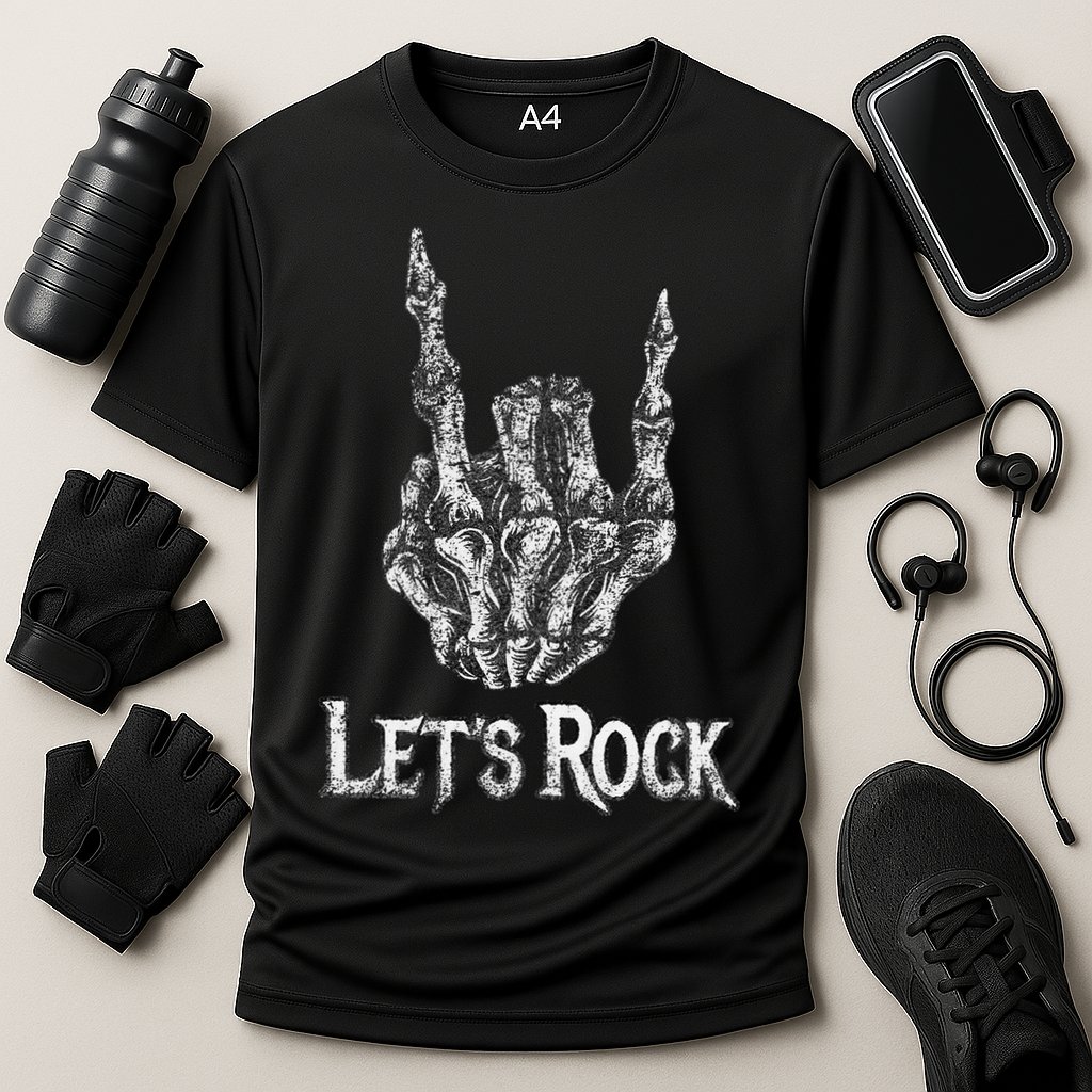Rock On Lets Rock Concert Band Cooling Performance Crew T-Shirt