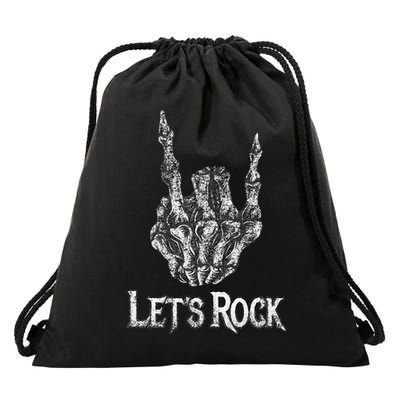 Rock On Lets Rock Concert Band Drawstring Bag