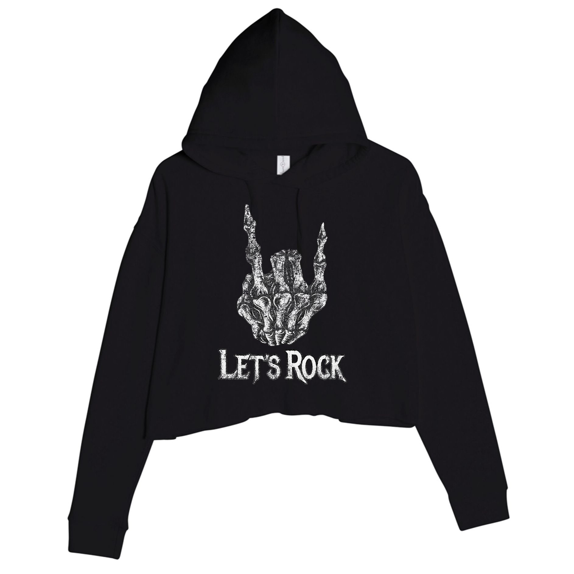 Rock On Lets Rock Concert Band Crop Fleece Hoodie
