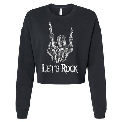 Rock On Lets Rock Concert Band Cropped Pullover Crew