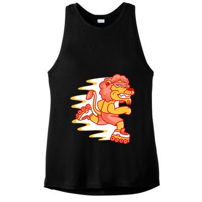 Rollerskating Lion Ladies PosiCharge Tri-Blend Wicking Tank