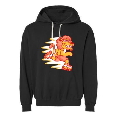 Rollerskating Lion Garment-Dyed Fleece Hoodie