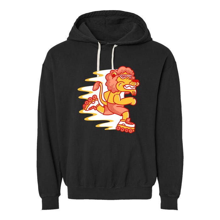 Rollerskating Lion Garment-Dyed Fleece Hoodie