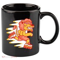 Rollerskating Lion 11oz C Handle Ceramic Mug