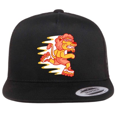 Rollerskating Lion Flatbill Hat