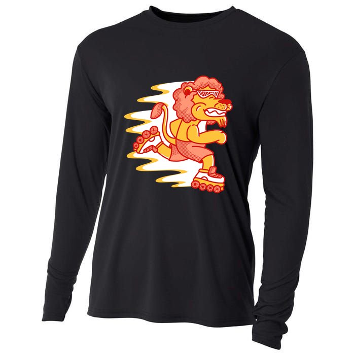 Rollerskating Lion Cooling Performance Long Sleeve Crew