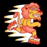 Rollerskating Lion Cooling Performance Long Sleeve Crew