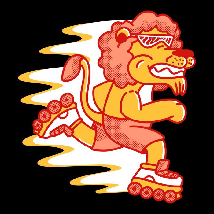 Rollerskating Lion Cooling Performance Long Sleeve Crew