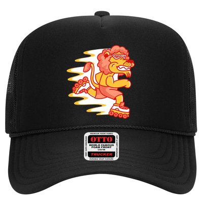 Rollerskating Lion Trucker Hat