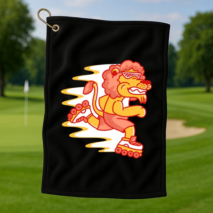 Rollerskating Lion Golf Towel