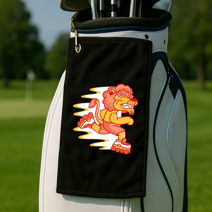 Rollerskating Lion Golf Towel