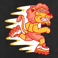 Rollerskating Lion Golf Towel