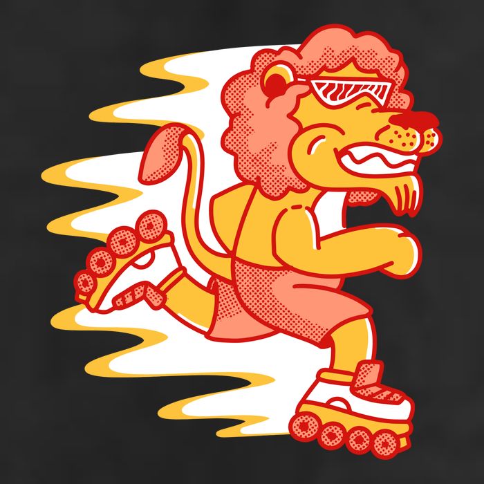 Rollerskating Lion Golf Towel