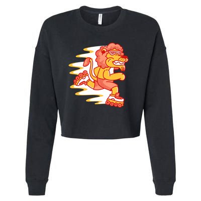 Rollerskating Lion Cropped Pullover Crew