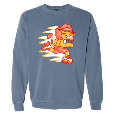 Rollerskating Lion Garment-Dyed Sweatshirt