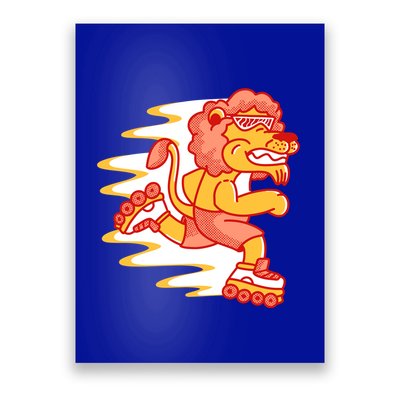 Rollerskating Lion Poster