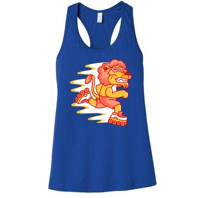 Rollerskating Lion Women's Racerback Tank