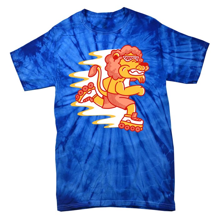 Rollerskating Lion Tie-Dye T-Shirt