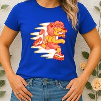 Rollerskating Lion Womens T-Shirt