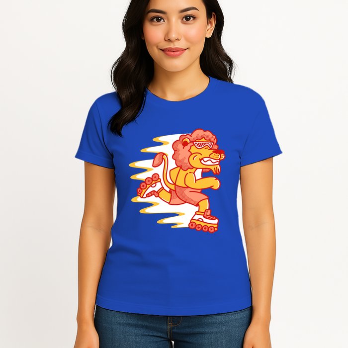Rollerskating Lion Womens T-Shirt