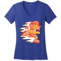 Rollerskating Lion Women's V-Neck T-Shirt