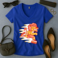 Rollerskating Lion Women's V-Neck T-Shirt