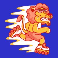 Rollerskating Lion Women's V-Neck T-Shirt