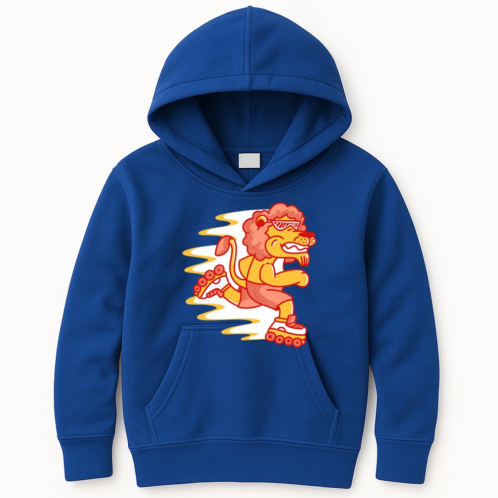Rollerskating Lion Kids Hoodie