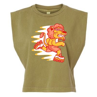 Rollerskating Lion Garment-Dyed Women's Muscle Tee