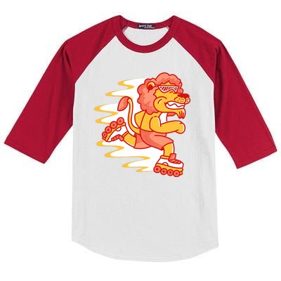 Rollerskating Lion Kids Colorblock Raglan Jersey