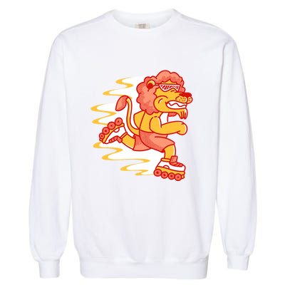 Rollerskating Lion Garment-Dyed Sweatshirt