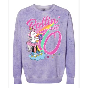 Rollin' Into 10 Skating Unicorn Birthday Colorblast Crewneck Sweatshirt