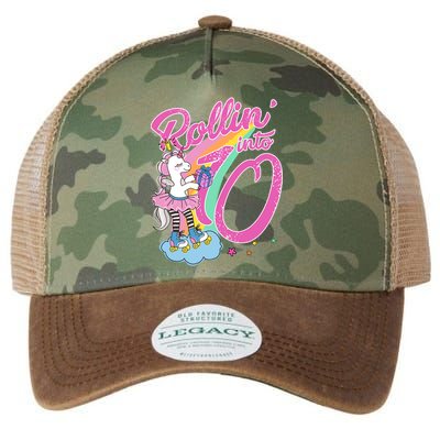Rollin' Into 10 Skating Unicorn Birthday Legacy Tie Dye Trucker Hat