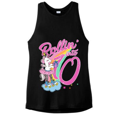 Rollin' Into 10 Skating Unicorn Birthday Ladies PosiCharge Tri-Blend Wicking Tank