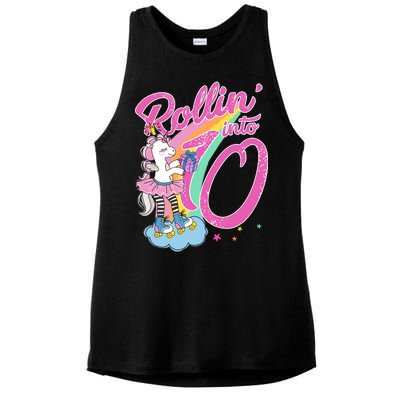 Rollin' Into 10 Skating Unicorn Birthday Ladies PosiCharge Tri-Blend Wicking Tank